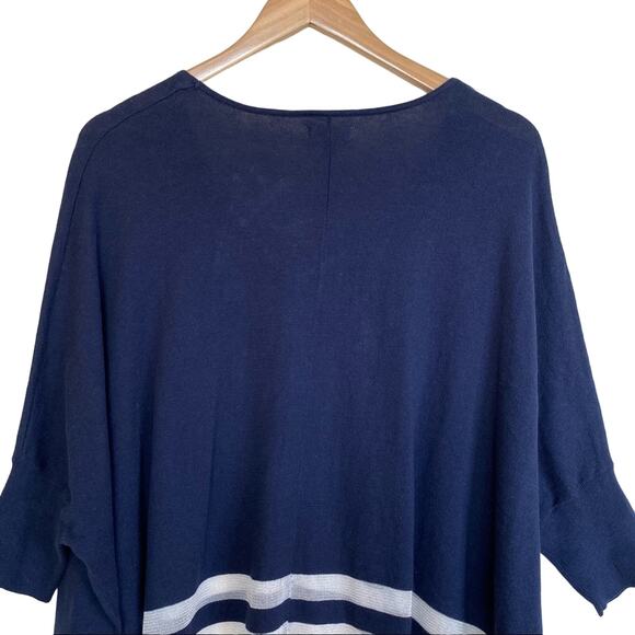 Charming Charlie blue white nautical stripe dolman short sleeve sweater large - Picture 6 of 11